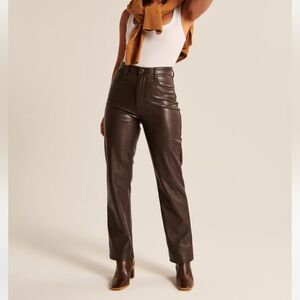 Abercrombie Curve Love Vegan Leather 90s Straight Pants